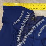 Lulu's Navy Blue with White Embroidered Design Tassel Tie Front Dress Size XS Photo 12