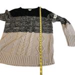 Tribal NWT  JEANS Black Marl Cream Metallic Crewneck Cable Knit Sweater New Small Photo 3