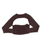 brown cropped long sleeve going out top with cut out Size M Photo 3