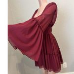 MISS ORD CUTE Ruffle Pintuck Dres Sz L WINE Maroon Romantic Cottagecore NWT #125 Red Size L Photo 5