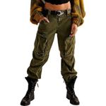 Free People We The Can't Compare Slouch Pants Cargo Green M Straight Mid-Rise Photo 4