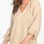 Drew Anthropologie Blouse Womens Small Gauze Puff Sleeve V Neck Top Cotton Boho Photo 0