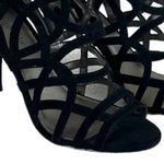 Kelly & Katie Cage Heels 4” Pumps Sandals Heel Zip Black Suede Women’s Size 7.5M Photo 10
