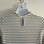 Kaileigh Women's Ruffle Neck Black Stripe Long Sleeve Knit Blouse L Large NWOT Photo 4