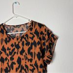 SheIn All Over Print Short Sleeve Batwing Brown Blouse S Photo 3
