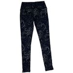 Soft Surroundings  Womens Printed Leggings Black Silver Swirls‎ Hi Rise XS Photo 3