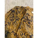 Hinge Camel Brown & Black Floral Silk Button Down Blouse S Photo 5