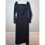 Kay Unger Black Midi Dress Split Sleeve Slit On Leg Sz 4 NEW Photo 1