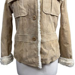 wilson's leather Women's  Maxima Beige Suede Leather Jacket with Fur Trim - Size S Photo 2