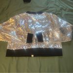 Allegra K NWT  Metallic Bomber Jacket Womens‎ Large Sequins Festival Full Zip NEW Photo 7
