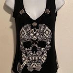 Striped jeweled skeleton tank top. Black Photo 0