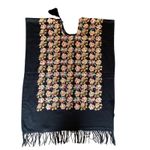 Mexican Artisanal Chiapas Poncho with Floral Embroidery Festival Wear Black Size undefined Photo 3