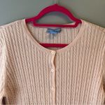 White + Warren Cardigan Desert Pink Cableknit Cotton Crewneck Cardigan Sz L EUC Size L Photo 1