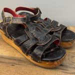 Bed Stu Fabiola Black Lux Distressed Leather Platform Sandal Photo 0