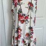 Justify  Women's White Floral Sleeveless Knit A-Line Dress w/Chain Accent Size M Photo 0