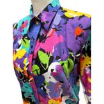 Vintage Lauren Ralph Lauren Funky Button Down Shirt Womens Large Blouse Purple Photo 4