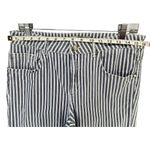 ZARA Basic Z1975 Denim Jeans Women 12 Blue White Railroad Stripe Raw Hem Stretch Photo 4