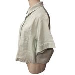 Shore Women's Short Sleeve Collared Button Down Linen Shirt Green Size S NWT Green Photo 1