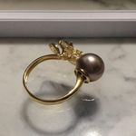 Boutique AAA 10.5mm Custom Made Genuine Pearl Clover Ring Photo 2