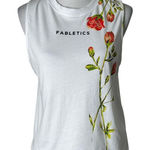 Fabletics White Floral Logo Muscle Tank Top Size XS Athletic Tee Sleeveless NEW Photo 0