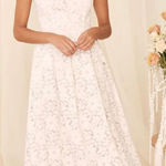 Lulus  sweetest love story white lace open back high low midi dress small Photo 0