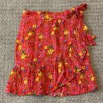 Gap  Pink Floral Ruffle Wrap Skirt Photo 0