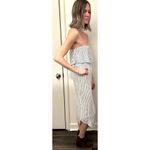 Japna  Blue White Striped Tube Top Strapless Capri Pantsuit Women's Sz XS​ Photo 4
