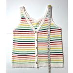 Loft Rainbow Striped Button Sweater Tank Top Sz M Women Photo 6