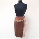 Ralph Lauren  Black Label Cognac Luxury Saddle Lambskin
Leather Skirt Sz 12 Photo 5