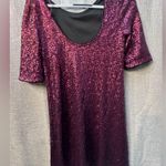 Betsey Johnson  | Wine Burgundy Sequin | Shift Half Sleeve Dress Size 4 Photo 7