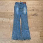 White Fox Boutique White Fox Low Rise Flare Jeans Original Trendsetter Brown Tie Size S in Blue Photo 3