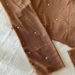 Wild Fable Beige Mesh Turtle Neck Top With Rhinestone Detail Photo 3