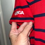 Red and Navy Striped Polo Shirt Size M Photo 2