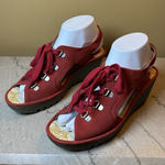 Fly London  Womens Ylfa Wedge Slingback Sandals‎ Size 38/7.5 Red Nubuck Lace Up Photo 0