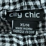 City Chic  Gingam Off Shoulder Slit Sleeve Top | Black/White | XS (14) Photo 4