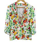 LC Lauren Conrad Blazer Jacket Womens Small White Fruit Print Rayon Pockets NWT Photo 0