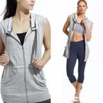 Athleta Lotus Gray Sleeveless Hooded Jersey Zippered Vest Top Photo 1