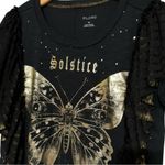 Pilcro Women’s Size XS Black Golden Hour Solstice Butterfly Lace Trim T Photo 6