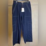 Free Assembly NAVY BLAZER Women's 100% Cotton Cargo Pants,Pockets,Casual|Size:M White Size M Photo 14