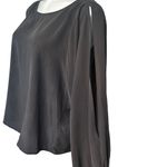 L'Agence  Gianne Black Open Bell Sleeve Silk Blouse, Sz S Photo 9