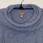 Chico's Chico’s Women’s Cowl Neck Sweater Blue w/ Silver Sequins EUC Sz 16 Acrylic Nylon Photo 3