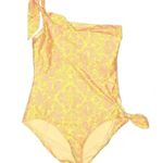 Anthropologie Allihop One Piece One Shoulder Swimsuit Pink Yellow Floral Size M Photo 0