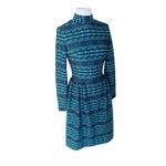 Handmade Vintage 70s Dress Blue Patterned Knit Midi Fit & Flare Long Sleeves Small S Bold Photo 9