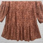 Lucky Brand  Rust Orange Paisley Babydoll Dress M Boho Flowy Tiered Photo 5