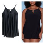 Aqua Green Black High Neck One Piece Attached Brief Swim Dress Plus Size 24 New Photo 12