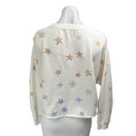 Z Supply White Star Print Long Sleeve Crew Neck Crop Sweatshirt Sweater Top Sz M Photo 1