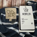 Chaser Navy Blue Striped Mixed Media Blouson Sleeve Pullover Hoodie Photo 10