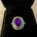 Women’s Stainless Steel Silver Cocktail Ring Size 8 Purple Photo 1