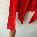 Anthropologie MOTH Red Orange Lace Knit Waterfall Cardigan Sweater Crochet Boho Photo 1
