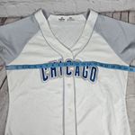 Majestic Chicago Cubs Fan Fashion Short Sleeve Button Down Sewn Jersey White L Photo 8